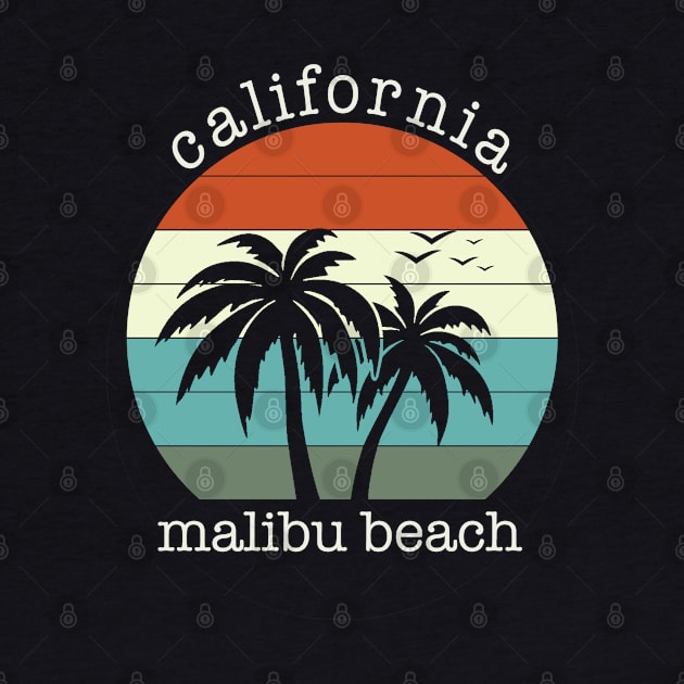 Malibu Beach California Vintage Sunset Palm by tropicalteesshop